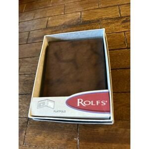 Rolfs Flatfold Brown Leather Bifold Wallet Card Holder New With Tags